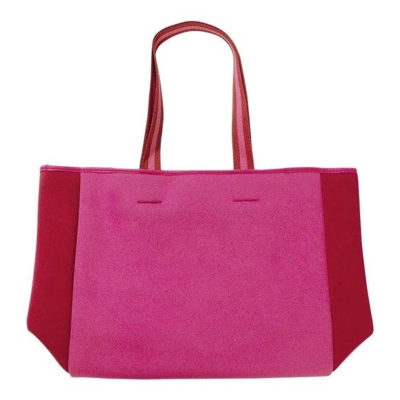 SUMMERSALT Neoprene Beach Pool Lake Vacation Tote Bag in Pink/Red Color-Block - Picture 4 of 12